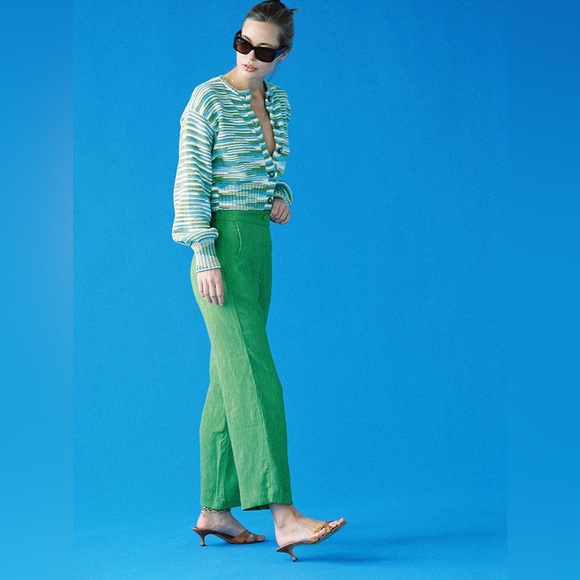 Ciao Lucia Pietro plisse pant Kelly Green Jacquard - Picture 4 of 7